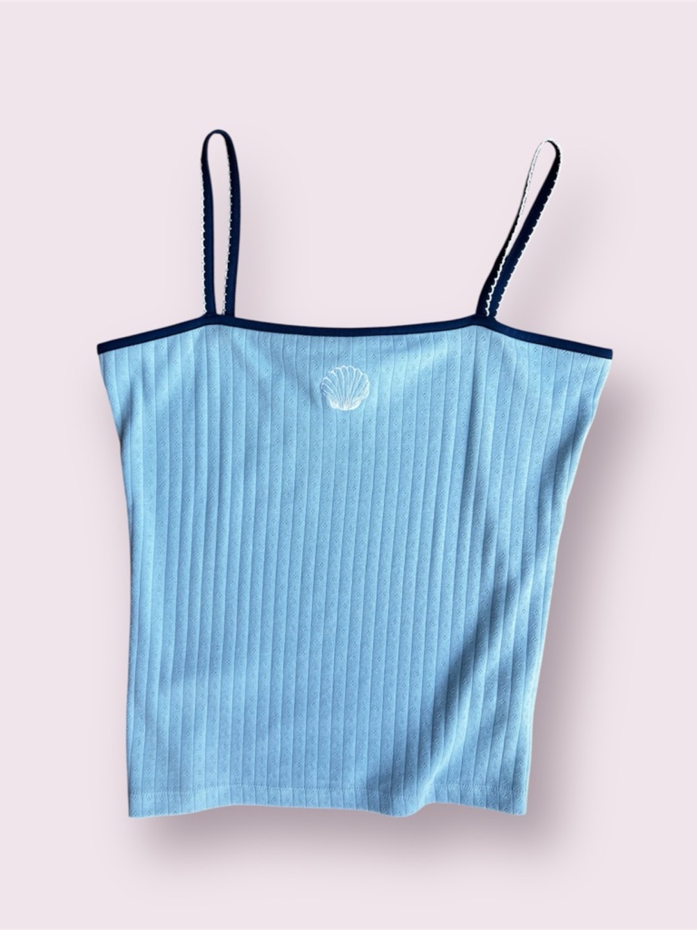 Free People Sunday Market NWT Ribbed Seashell Tank Blue Large